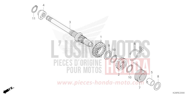 AXE DE KICKSTARTER de CRF125F "Petites Roues" EXTREME RED (R292) 2025